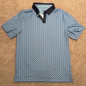 RHONE Men's Patterned Blue Polo Shirt